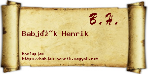 Babják Henrik névjegykártya